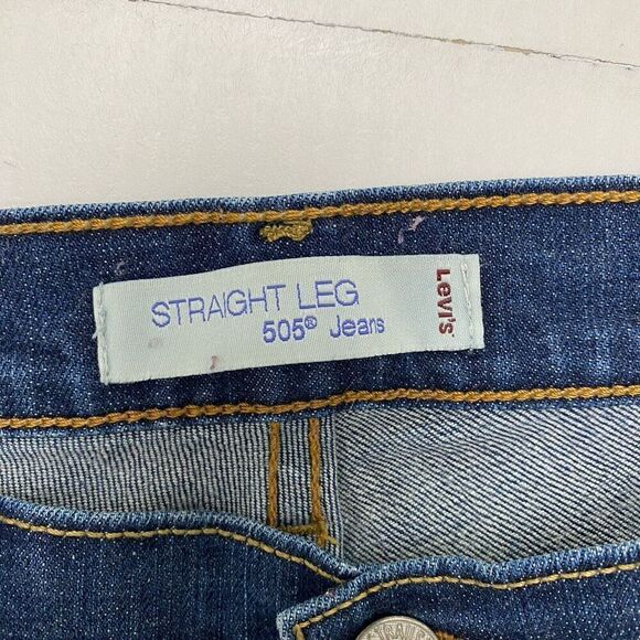 Levi 505 Straight Leg Women's  Mid Rise Stretch Denim Blue Jeans No Size Tag - Picture 5 of 15